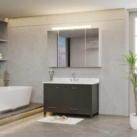 90 cm Armoire Miroir Salle de Bain avec 3 Portes Miroir éclairage LED et Prises Blanc - FR.SIKAIC