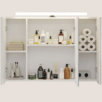 90 cm Armoire Miroir Salle de Bain avec 3 Portes Miroir éclairage LED et Prises Blanc - FR.SIKAIC