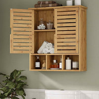 67 cm Armoire Murale de Salle de bain en Bois avec 2 Portes et Étagères réglables Naturelle - FR.SIKAIC