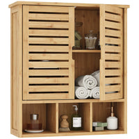67 cm Armoire Murale de Salle de bain en Bois avec 2 Portes et Étagères réglables Naturelle - FR.SIKAIC