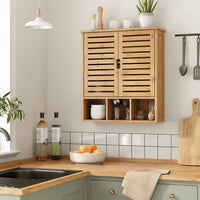 67 cm Armoire Murale de Salle de bain en Bois avec 2 Portes et Étagères réglables Naturelle - FR.SIKAIC