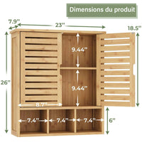 67 cm Armoire Murale de Salle de bain en Bois avec 2 Portes et Étagères réglables Naturelle - FR.SIKAIC