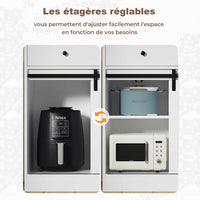 Armoires de Cuisine avec LED Multiprise Plan de Travail Grand Tiroir et Étagères Réglables 70x40x135 cm Blanc - FR.SIKAIC