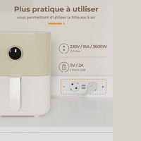 Armoires de Cuisine avec LED Multiprise Plan de Travail Grand Tiroir et Étagères Réglables 70x40x135 cm Blanc - FR.SIKAIC