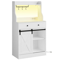 Armoires de Cuisine avec LED Multiprise Plan de Travail Grand Tiroir et Étagères Réglables 70x40x135 cm Blanc - FR.SIKAIC