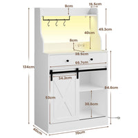 Armoires de Cuisine avec LED Multiprise Plan de Travail Grand Tiroir et Étagères Réglables 70x40x135 cm Blanc - FR.SIKAIC
