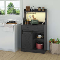 Armoires de Cuisine avec LED Multiprise Plan de Travail Grand Tiroir et Étagères Réglables 70x40x35 cm Noir - FR.SIKAIC