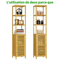 Armoires de Salle de Bain Haut avec 3 Compartiments Ouverts et Meuble Bambou 34x33x170 cm - FR.SIKAIC