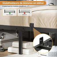 FR.SIKAIC Lits et Cadres de Lit Cadre de Lit avec Tête de Lit de Rangement LED Multiprise Rangement sous le Lit