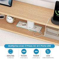 FR.SIKAIC Lits et Cadres de Lit Cadre de Lit Flottant avec Éclairage LED Multiprise Tête de lit Rembourrée avec Rangement Tissu en Lin Blanc