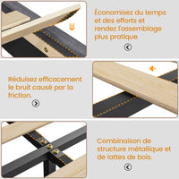 FR.SIKAIC Lits et Cadres de Lit Cadre de Lit Flottant en Métal avec Éclairage LED et Sommier à Lattes Gris