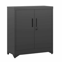 Caisson de Bureau Verrouillable pour Rangement Dossier avec Étagères Réglables 2 Portes Noir - FR.SIKAIC