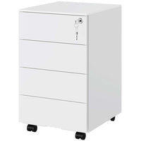 Caissons de bureau Métallique à Roulettes Verrouillables 4 Tiroirs avec Serrure Blanc - FR.SIKAIC