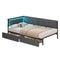 FR.SIKAIC Lits et Cadres de Lit Gris / Métal / 90 X 190 cm Canapé-lit 90x190 avec éclairage LED et bloc multiprise, Gris