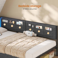 FR.SIKAIC Lits et Cadres de Lit Gris / Métal / 90 X 190 cm Canapé-lit 90x190 avec éclairage LED et bloc multiprise, Gris