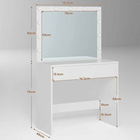 Coiffeuse avec Éclairage Réglable Grand Miroir Grand Tiroir avec Séparateurs Réglables Blanc - FR.SIKAIC