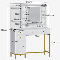 Coiffeuse avec Miroir LED à luminosité réglable 3 Modes d'éclairage avec Multiprise et Tiroir Visuel Blanc - FR.SIKAIC