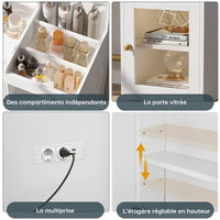 FR.SIKAIC Coiffeuses Blanc / Moderne / Bois d'ingénierie Coiffeuse en Bois avec 3 Modes d'éclairage réglables Miroir LED Beaucoup d'espace de Stockage Multiprise Blanc