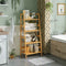 Étagère de Salle de Bain en Bambou Étagère Échelle à 4 Niveaux pour Salle de Bain Salon Cuisine Naturel 48×32×110 cm - FR.SIKAIC