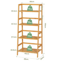 Étagère de Salle de Bain en Bambou Étagère Échelle à 4 Niveaux pour Salle de Bain Salon Cuisine Naturel 48×32×110 cm - FR.SIKAIC
