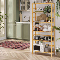 Étagère Salle de Bain à 5 Niveaux avec 6 Étagères Réglables Naturel 60×26×162 cm - FR.SIKAIC