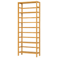 Étagère Salle de Bain à 5 Niveaux avec 6 Étagères Réglables Naturel 60×26×162 cm - FR.SIKAIC