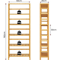 Étagère Salle de Bain à 5 Niveaux avec 6 Étagères Réglables Naturel 60×26×162 cm - FR.SIKAIC