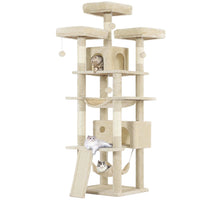 194 cm Grand Arbre à chat avec 3 Grands Perchoirs 2 Grottes Poteaux en sisal Hamac et Griffoir Beige - FR.SIKAIC
