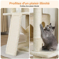 194 cm Grand Arbre à chat avec 3 Grands Perchoirs 2 Grottes Poteaux en sisal Hamac et Griffoir Beige - FR.SIKAIC