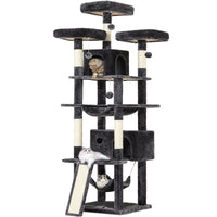 194 cm Grand Arbre à chat avec 3 Grands Perchoirs 2 Grottes Poteaux en sisal Hamac et Griffoir Gris Foncé - FR.SIKAIC