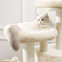 126 cm Grand Arbre à Chat Stable avec Griffoir en sisal 2 Plateformes d'observation pour Grands Chats ‎Blanc - FR.SIKAIC
