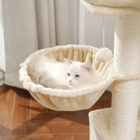 126 cm Grand Arbre à Chat Stable avec Griffoir en sisal 2 Plateformes d'observation pour Grands Chats ‎Blanc - FR.SIKAIC