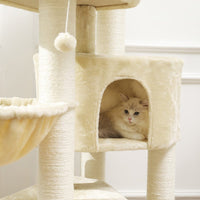 126 cm Grand Arbre à Chat Stable avec Griffoir en sisal 2 Plateformes d'observation pour Grands Chats ‎Blanc - FR.SIKAIC