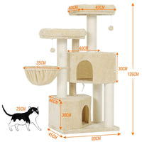 126 cm Grand Arbre à Chat Stable avec Griffoir en sisal 2 Plateformes d'observation pour Grands Chats ‎Blanc - FR.SIKAIC