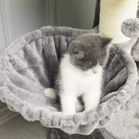 126 cm Grand Arbre à Chat Stable avec Griffoir en sisal 2 Plateformes d'observation pour Grands Chats Gris ‎& Blanc - FR.SIKAIC