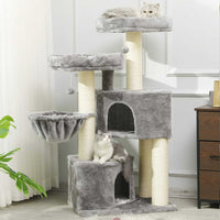 126 cm Grand Arbre à Chat Stable avec Griffoir en sisal 2 Plateformes d'observation pour Grands Chats Gris ‎& Blanc - FR.SIKAIC