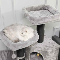 126 cm Grand Arbre à Chat Stable avec Griffoir en sisal 2 Plateformes d'observation pour Grands Chats Gris & Noir - FR.SIKAIC