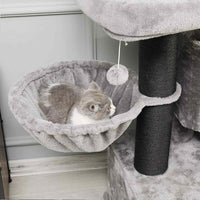 126 cm Grand Arbre à Chat Stable avec Griffoir en sisal 2 Plateformes d'observation pour Grands Chats Gris & Noir - FR.SIKAIC