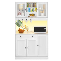 LED Armoire Buffet Cuisine avec Multiprise Plan de Travail Tiroir 4 Compartiments et Armoires du Bas 103,5x40x180 cm Blanc - FR.SIKAIC