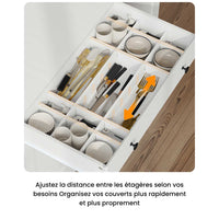 LED Armoire Buffet Cuisine avec Multiprise Plan de Travail Tiroir 4 Compartiments et Armoires du Bas 103,5x40x180 cm Blanc - FR.SIKAIC