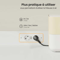 LED Armoire Buffet Cuisine avec Multiprise Plan de Travail Tiroir 4 Compartiments et Armoires du Bas 103,5x40x180 cm Blanc - FR.SIKAIC