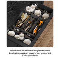 LED Armoire Buffet Cuisine avec Multiprise Plan de Travail Tiroir 4 Compartiments et Armoires du Bas 103,5x40x180 cm Noir - FR.SIKAIC