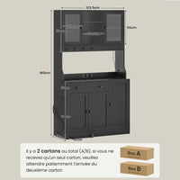 LED Armoire Buffet Cuisine avec Multiprise Plan de Travail Tiroir 4 Compartiments et Armoires du Bas 103,5x40x180 cm Noir - FR.SIKAIC