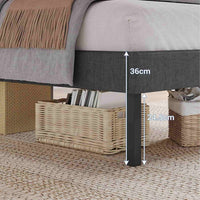 Lit 1 Personne Moderne 90x200 cm avec LED 2 Ports USB Espace de Rangement et Tête de Lit Rembourré Lin Gris - FR.SIKAIC