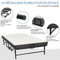 Lit Pliant 1 Personne 90x200 cm Lit Pliable Adulte avec Matelas en Mousse de 10 cm Noir - FR.SIKAIC
