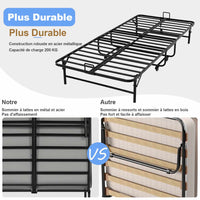 Lit Pliant 1 Personne 90x200 cm Lit Pliable Adulte avec Matelas en Mousse de 10 cm Noir - FR.SIKAIC