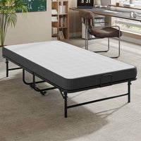 Lit Pliant 1 Personne 90x200 cm Lit Pliable Adulte avec Matelas en Mousse de 10 cm Noir - FR.SIKAIC