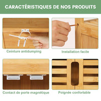 Meuble de Rangement Salle de Bain Armoire sur Pied en Bambou avec 2 Étagères Amovibles pour Salon Chambre Cuisine 50×29×92,3 cm - FR.SIKAIC