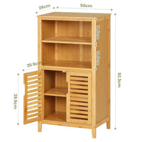 Meuble de Rangement Salle de Bain Armoire sur Pied en Bambou avec 2 Étagères Amovibles pour Salon Chambre Cuisine 50×29×92,3 cm - FR.SIKAIC