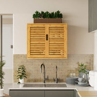 Meuble de Rangement Suspendu pour Salle de Bains avec Étagère Réglable Double Porte et Étagère Ouverte 20,7 x 59 x 51 cm Naturelle - FR.SIKAIC